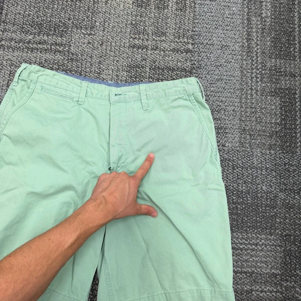 Polo Ralph Lauren Relaxed Fit Shorts Mens 36 Green Solid Cotton Chino Twill